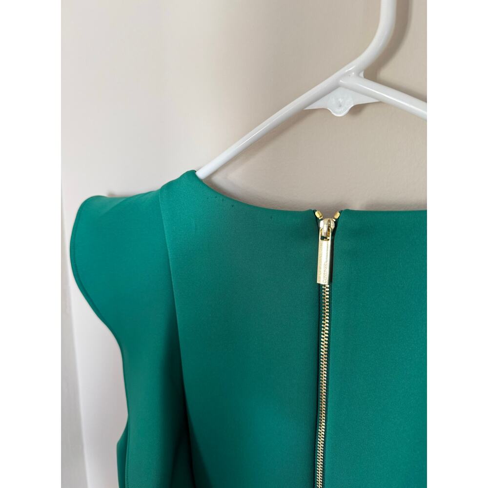 Green Preppy Ruffle Side Calvin Klein *HEMMED* Midi Length Dress Summer Formal - Picture 9 of 14